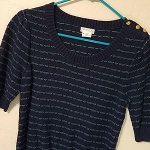 Cooperative Blue Textured Sweater with Buttons